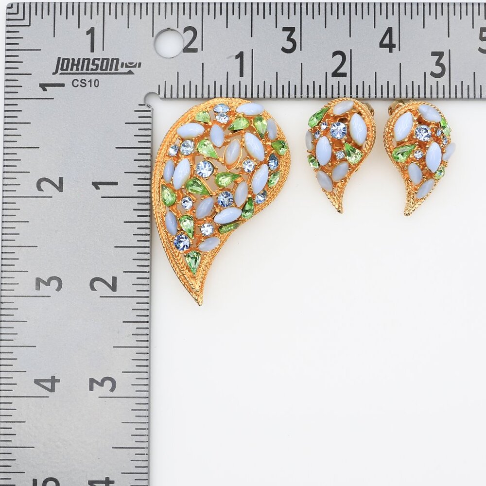 Vintage Arthur Pepper ART UV Glow Paisley Brooch and Clip-On Earrings Set 1960s - Picture 9 of 9